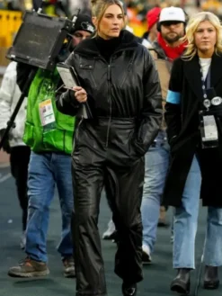 Erin Andrews Black Leather Jumpsuit