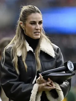 Erin Andrews Black Leather Shearling Jacket