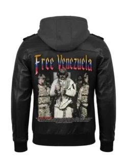 Free Venezuela Black Leather Biker Jacket