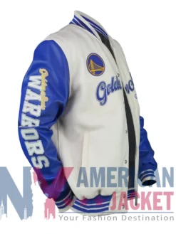 Golden State Varsity Warriors Cream And Blue Jacket