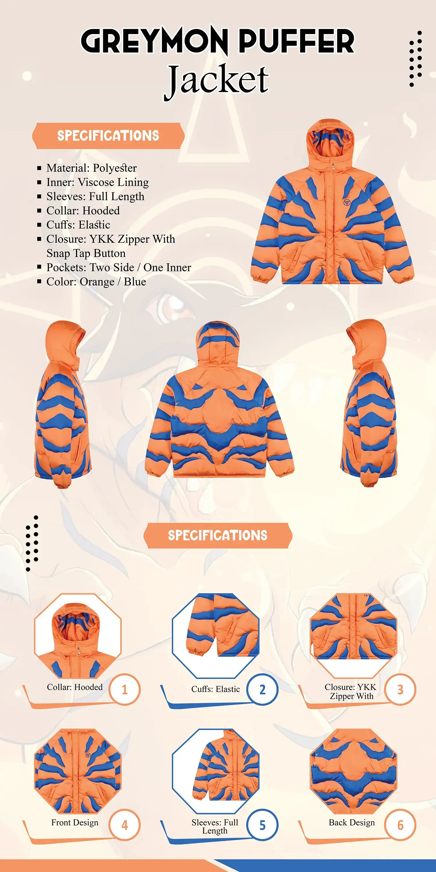 Greymon Jacket infographic