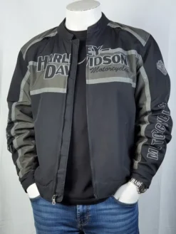 Harley Davidson Black and Grey Motorcycle Jacket
