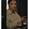 His and Hers Tessa Thompson Beige Coat