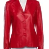 His and Hers Tessa Thompson Red Blazer leather