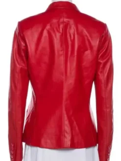 His and Hers Tessa Thompson Red Blazer leather