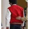 Jaafar Jackson Michael 2026 Michael Jackson Red and White Varsity Jacket