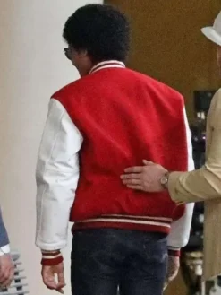Jaafar Jackson Michael 2026 Michael Jackson Red and White Varsity Jacket