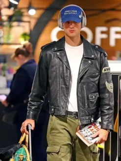 Jacob Elordi Avirex Black Leather Jacket