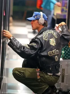 Jacob Elordi Avirex Leather Black Jacket