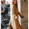 Kaley Cuoco Vanished Wool Brown Trench Coat