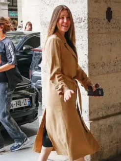 Kaley Cuoco Vanished Wool Brown Trench Coat