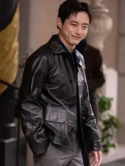 Kentaro Sakaguchi Milan Fashion Week Black Leather Jacket