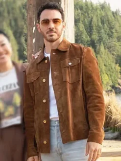 Kevin Jonas Camp Rock 3 Brown suede Leather Jacket