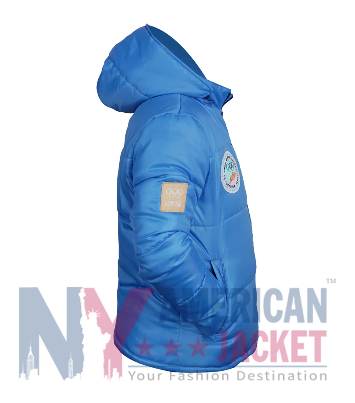 Lacoste x Cortina Olympic Blue Heritage Puffer Jacket Right Side