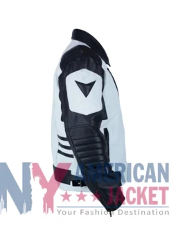 Leather Black and White Jacket Moto