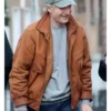 Liam Neeson 4 Kids Walk Into a Bank Brown Leather Jacket