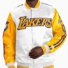 Los Angeles Lakers White Yellow Varsity Satin Jacket