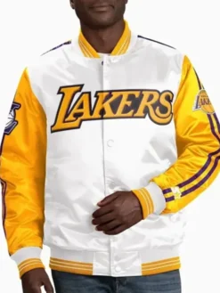 Los Angeles Lakers White Yellow Varsity Satin Jacket