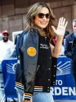 Mariska Hargitay Black Varsity Jacket