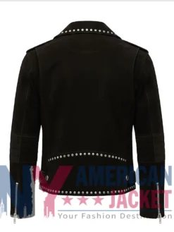 Men’s Black Suede Studded Biker Jacket