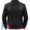 Men's Black Vertical-Paneled Leather Bomber Jacket