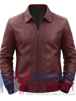 Men's Bomber Leather Vertical-Paneled Jacket