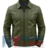 Men's Bomber Vertical-Paneled Leather Jacket