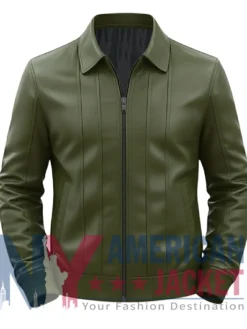 Men's Bomber Vertical-Paneled Leather Jacket