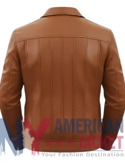Men's Brown Vertical-Paneled Bomber Leather Jacket
