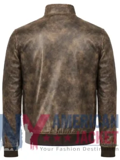 Men's Distressed Bomber Leather Jacket