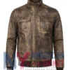 Men's Distressed Leather Bomber Jacket