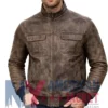 Men's Leather Bomber Distressed Jacket
