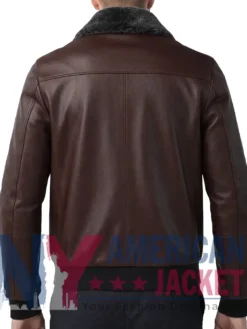 Men's Pilot Style Dark Brown Fur Shearling Jacket