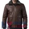 Men's Pilot Style Shearling Dark Brown Fur Jacket