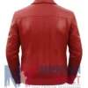 Men's Red Vertical-Paneled Bomber Leather Jacket