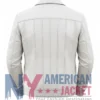 Men's White Vertical-Paneled Leather Bomber Jacket