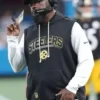 Mike Tomlin Head Coach Steelers Sideline Black Sleeveless Hoodie For Sale