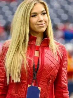 NFL Gracie Hunt Red Leather Jacket
