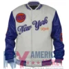 NY Knicks Cream And Varsity Royal Leather And Wool Jacket