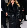NYC 2026 Holly Hunter Fur Trim Black Coat