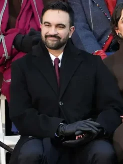 NYC Ceremonial Inauguration Zohran Mamdani Black Wool Coat