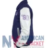 New England Navy Patriots Varsity Off White Jacket