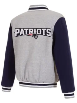 New England Patriots Varsity Gray and Navy Jacket