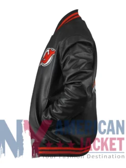New Jersey Devils Black Leather Bomber Jacket