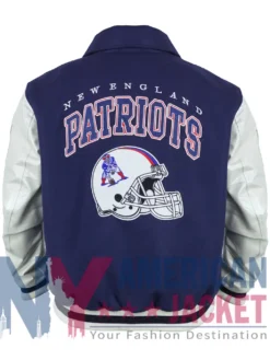 New Patriots England Navy and Off White Varsity Jacket