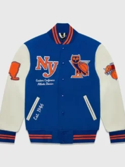 OVO Knicks Blue Varsity Jacket