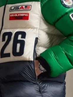 Olympics 2026 Polo Team USA Closing Ceremony Green Puffer Hooded Jacket