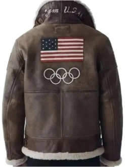 Olympics 2026 Team USA Leather brown Jacket