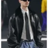 PFW 2026 Romeo Beckham Black Leather Jacket