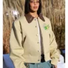 Paris Fashion Week Dina Ayada Beige Leather Jacket